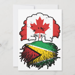 Guyana Guyanese Canadian Canada Tree Roots Flag Invitation