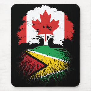 Guyana Guyanese Canadian Canada Tree Roots Flag Mouse Pad