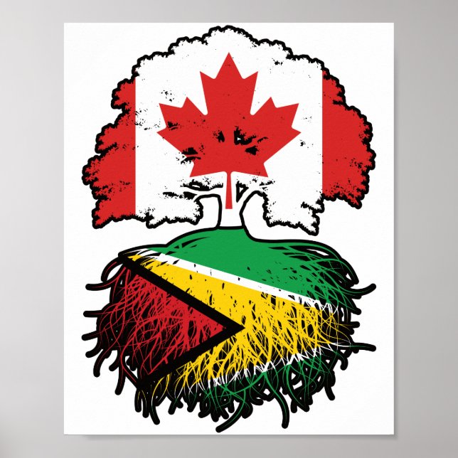 Guyana Guyanese Canadian Canada Tree Roots Flag Poster (Front)