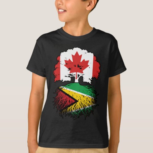 Guyana Guyanese Canadian Canada Tree Roots Flag T_Shirt
