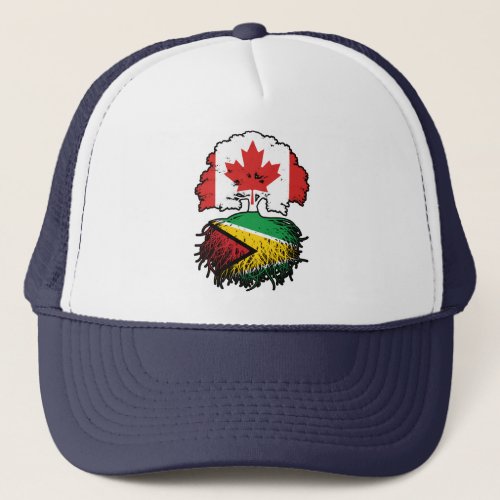 Guyana Guyanese Canadian Canada Tree Roots Flag Trucker Hat