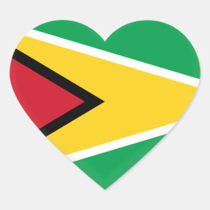 Guyana (Guyanese) Flag Heart Sticker