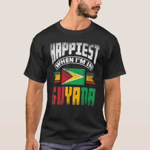 Guyana Guyanese Guyana Flag Happiest When Im In Gu T-Shirt