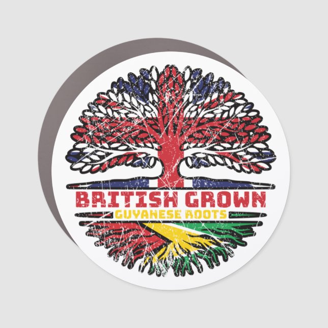 Guyana Guyanese Uk United Kingdom British Tree Car Magnet (Front)