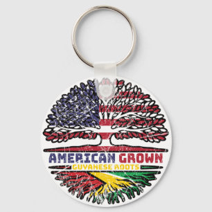 Guyana Guyanese US American USA United States Tree Keychain