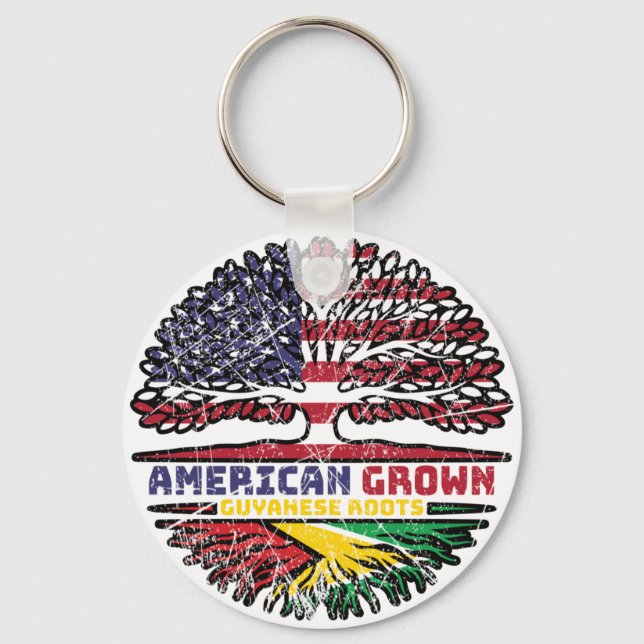 Guyana Guyanese US American USA United States Tree Keychain (Front)