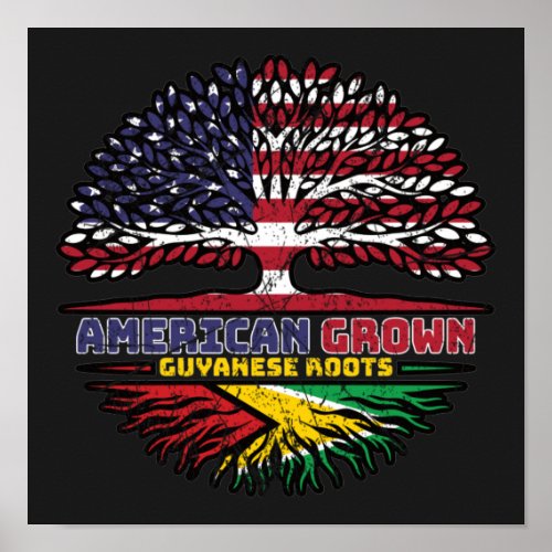 Guyana Guyanese US American USA United States Tree Poster