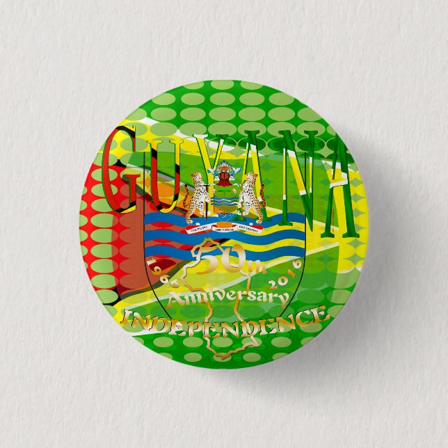 Guyana, Happy 50th Anniversary  Independence ‘Lo Pinback Button (Front)