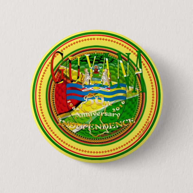 Guyana, Happy 50th Anniversary of Independence ‘Lo Pinback Button (Front)