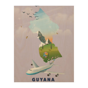 Guyana illustrated map poster