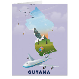 Guyana illustrated map poster cards