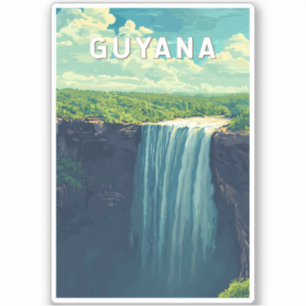 Guyana Illustration Travel Art Vintage Sticker