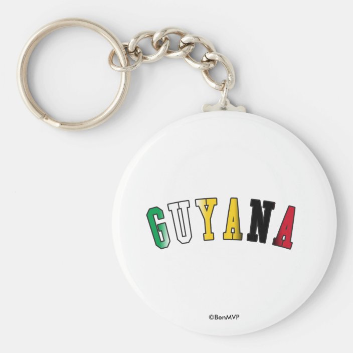 Guyana in National Flag Colors Key Chain