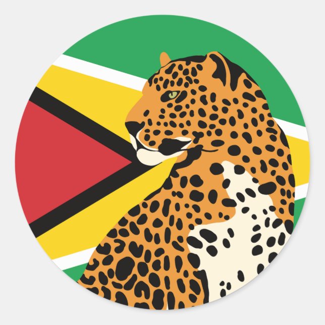 Guyana Jaguar Guyanese National Animal Flag Classic Round Sticker (Front)