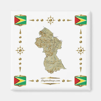Guyana Map + Flags Magnet