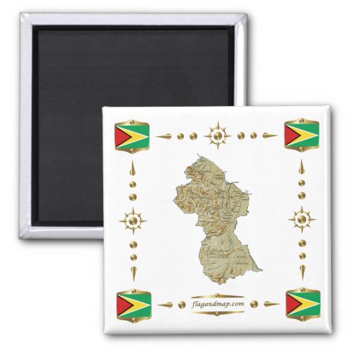 Guyana Map  Flags Magnet