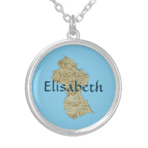 Guyana Map + Name Necklace