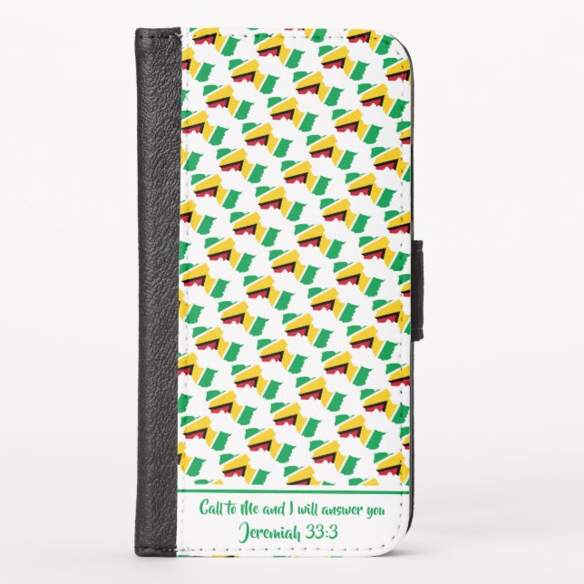 GUYANA Map Patriotic Guyanese Scripture iPhone Wallet Case (Front)