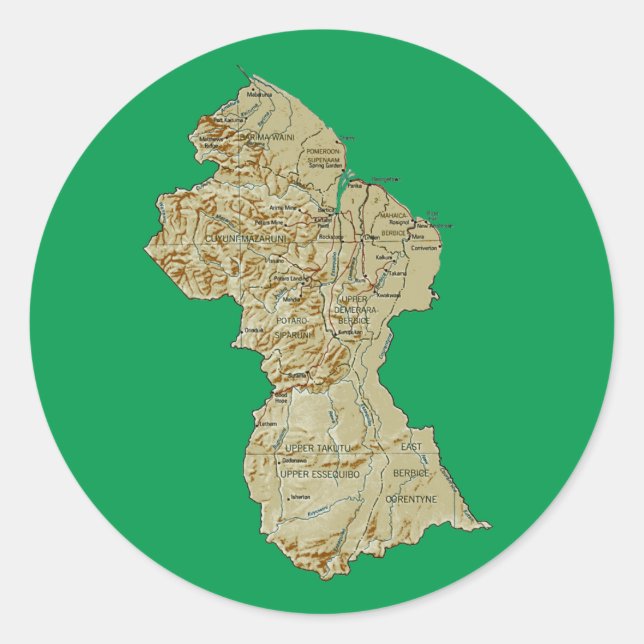 Guyana Map Sticker (Front)