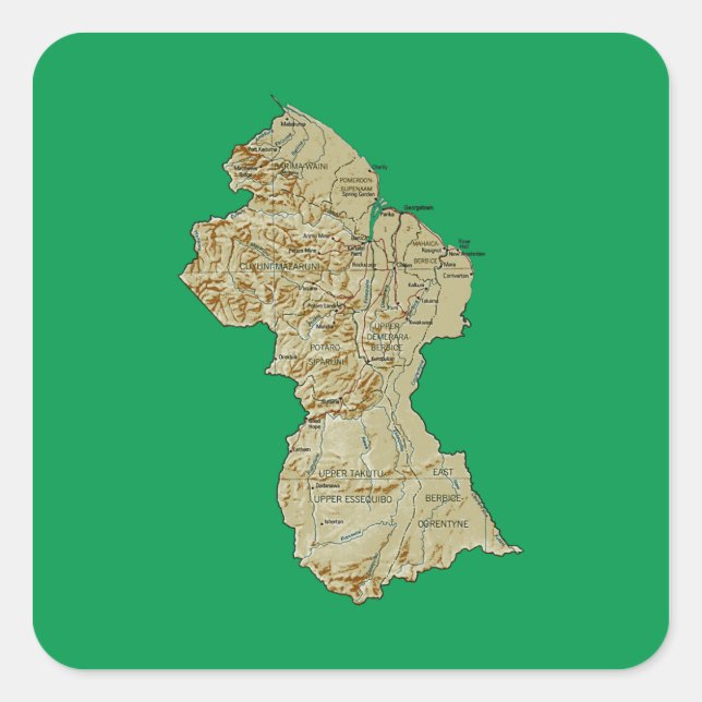 Guyana Map Sticker (Front)