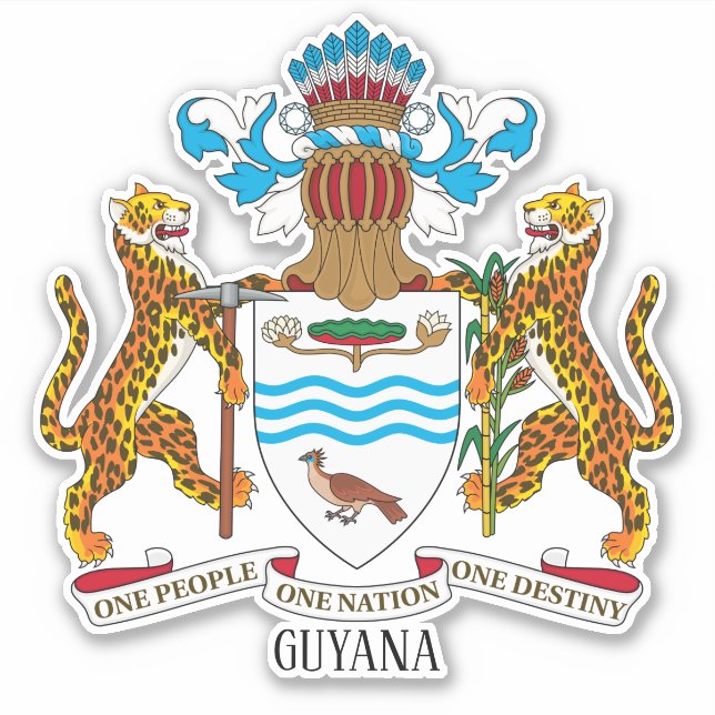 Guyana National Coat Of Arms Patriotic Sticker (Front)