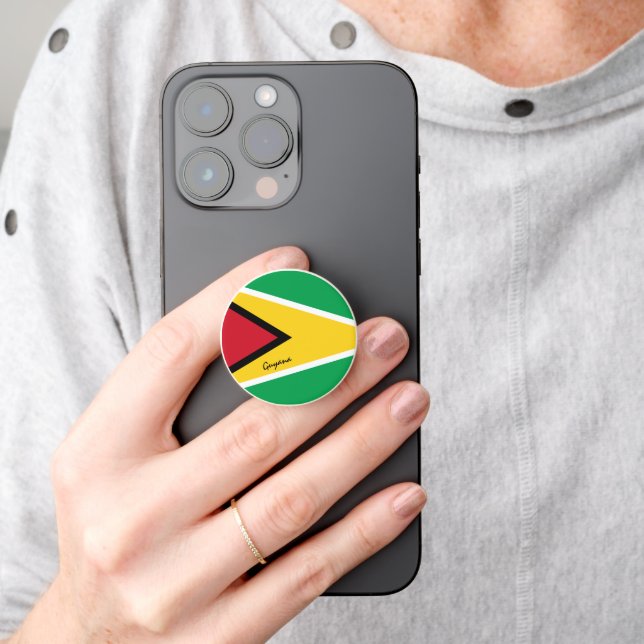 Guyana phone grip, patriotic Guyana Flag PopSocket (Hand)