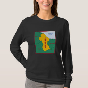 Guyana Political map in flag colors. Neighboring c T-Shirt