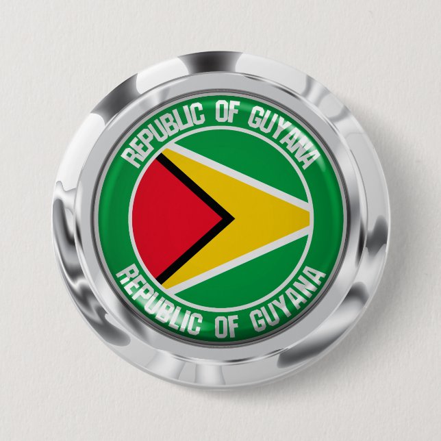 Guyana Round Emblem Button (Front)