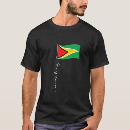 Guyana Signature Flag Pole _ Elegant Patriotic Guy T_Shirt