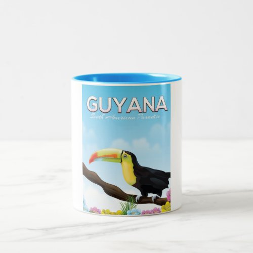 Guyana South american paradise travel poster Two_Tone Coffee Mug