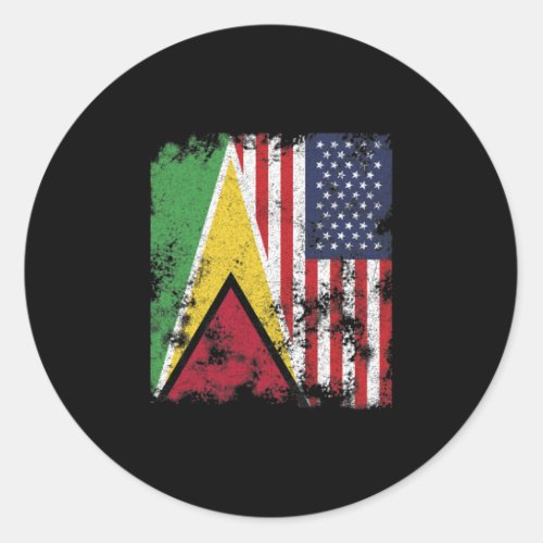Guyana USA Flag _ Half American Classic Round Sticker
