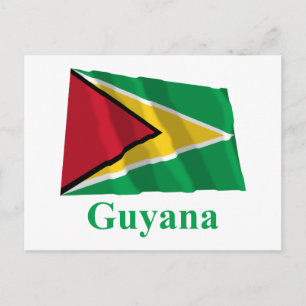 Guyana Waving Flag with Name Postcard