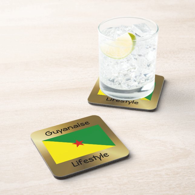 Guyane Flag+Text Coaster (Right Side)