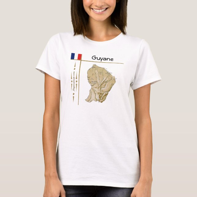 Guyane Map + Flag + Title T-Shirt (Front)