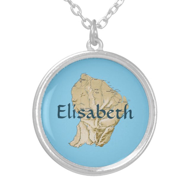 Guyane Map + Name Necklace (Front)
