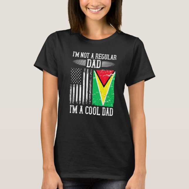 Guyanese American Flag Guyana Root Dad T-Shirt (Front)