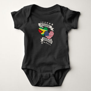 Guyanese American Heart Flags Guyana America Baby Bodysuit