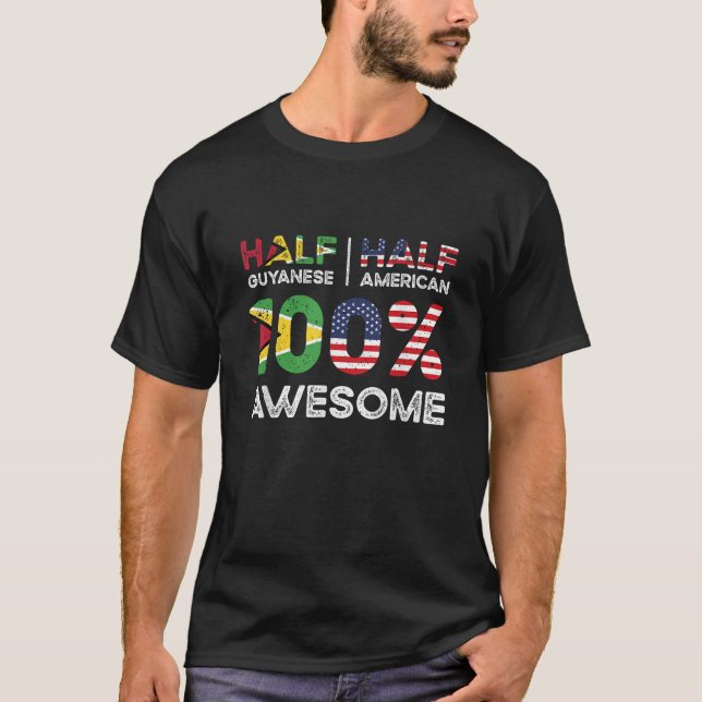 Guyanese American Patriot USA Grown Guyana US Flag T-Shirt (Front)