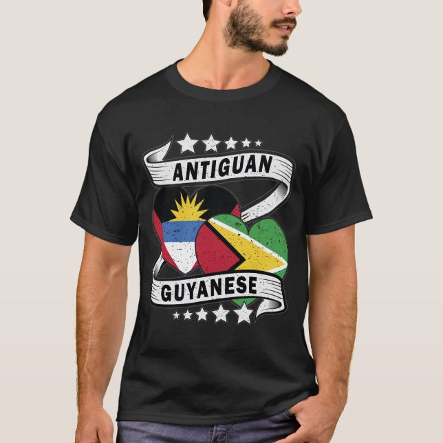 Guyanese And Antiguan Flag T-Shirt (Front)