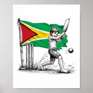 Guyanese Boy Playing Cricket1  Poster