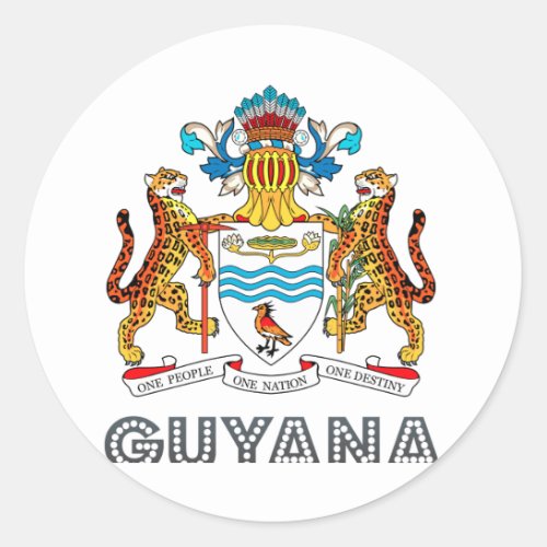 Guyanese Emblem Classic Round Sticker