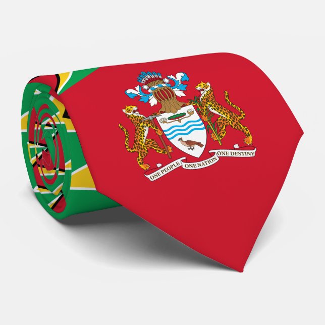 Guyanese Flag & Coat of Arms, Flag of Guyana Neck Tie (Rolled)