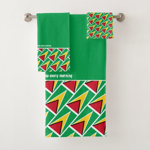 GUYANESE FLAG Personalized Scripture GREEN Bath Towel Set