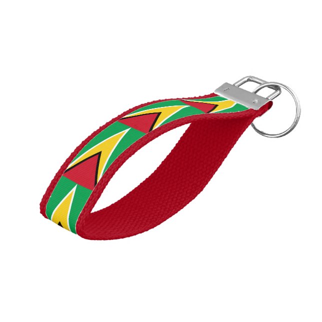 Guyanese flag wrist keychain (Angled Up)