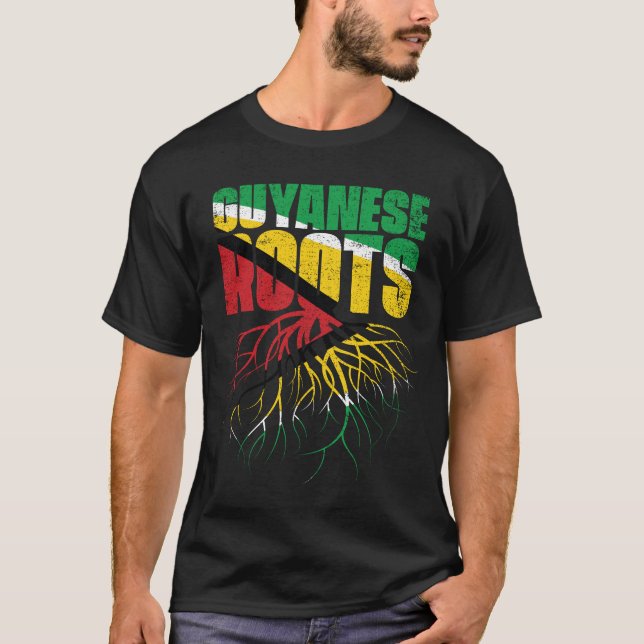 Guyanese Roots Guyana Flag T-Shirt (Front)