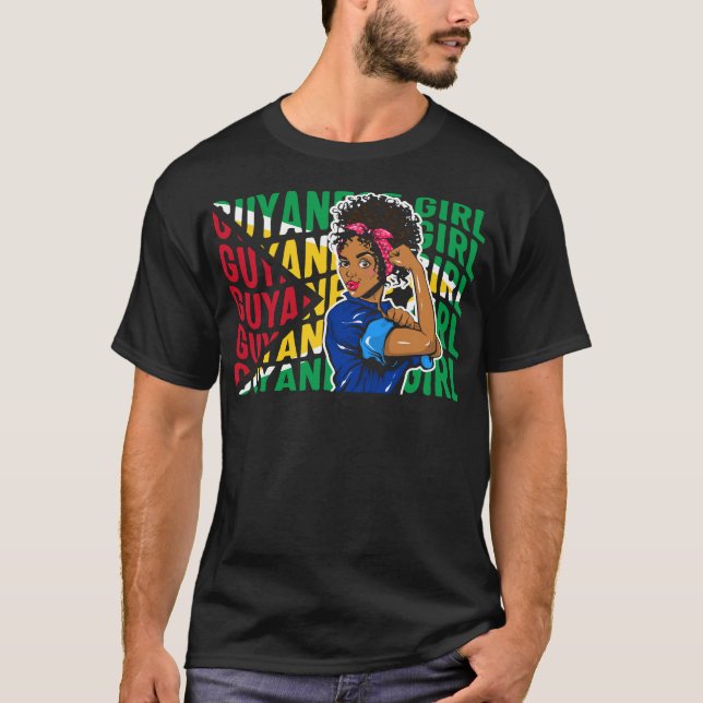 Guyanese Shirt, Guyanese Girl Tee, Guyana Flag, T-Shirt (Front)