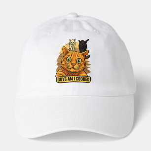 Guys Am I Cooked? Funny Cat Meme Panic Reaction Hat