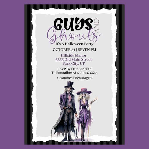 Guys and Ghouls Couples Adult Halloween Party Invitation