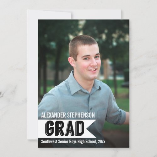 Guys Custom Banner Photo Graduation Invitation