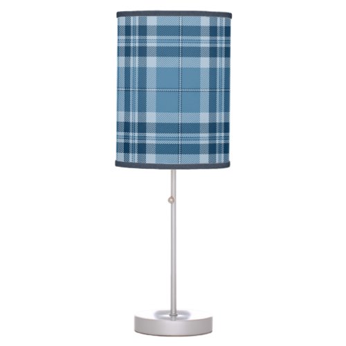 Guys Dorm Room Blue Plaid Table Lamp